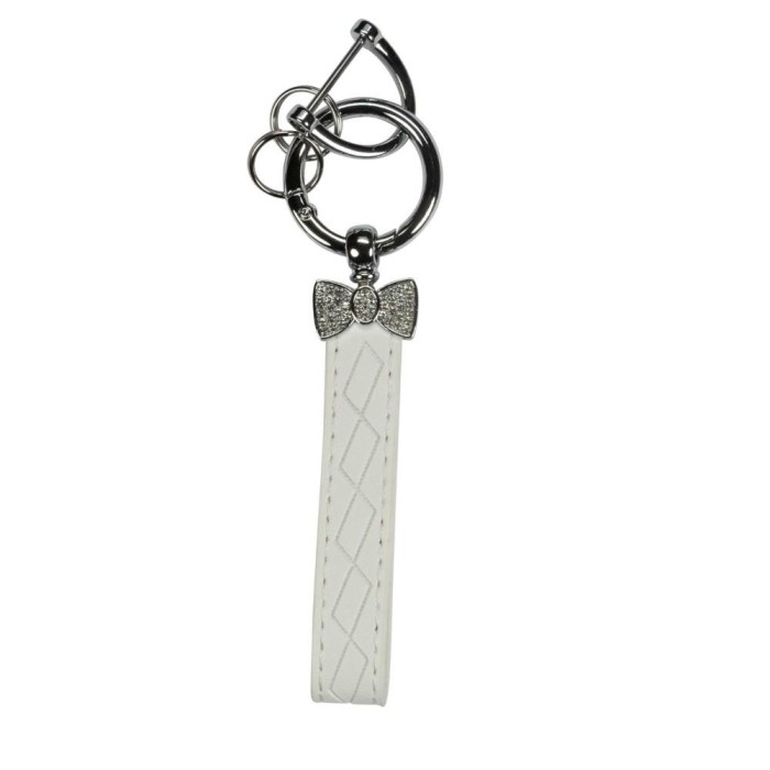 PORTACHIAVI PELLE CON FIOCCO STRASSE CM2x10H BIANCO